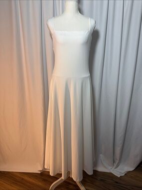 White Midi Dress with Tie-Back Detail